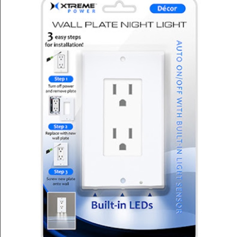 Built In Night Light Wall Plate NWT